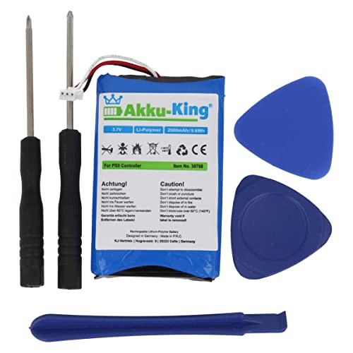 Akku kompatibel mit Sony LIP1708 - Li-Polymer 2600mAh - für Playstation 5 PS5 Controller, DualSense Wireless Controller - mit Öffnungswerkzeug von Akku-King