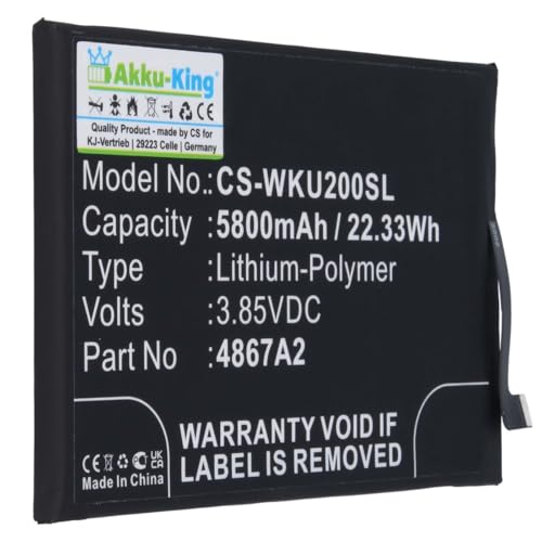 Akku kompatibel mit Wiko 4867A2 - Li-Polymer 5800mAh - für Power U20, Power U30 Akku kompatibel mit Wiko 4867A2 - Li-Polymer 5800mAh - für Power U20, Power U30 von Akku-King