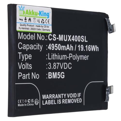 Akku kompatibel mit Xiaomi BM5G - Li-Polymer 4950mAh - Redmi K50i, Note 11T Pro, Poco X4 GT von Akku-King