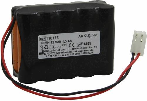 Akku Med Medizintechnik-Akku ersetzt Original-Akku (Original) AR1200-1500 Cardiette 12V 1500 mAh von Akku Med