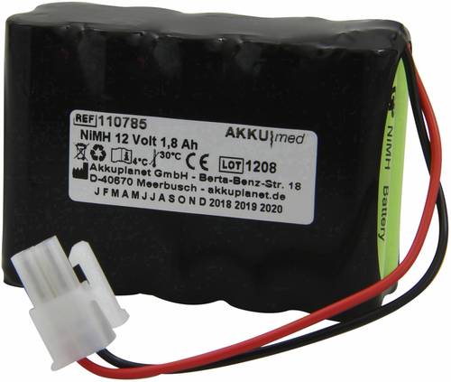 Akku Med Medizintechnik-Akku ersetzt Original-Akku (Original) AR1200-1800 Cardiette 12V 1800 mAh von Akku Med