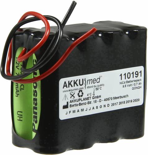 Akku Med Medizintechnik-Akku ersetzt Original-Akku (Original) ETH9.6 ETH 9.6V 700 mAh von Akku Med