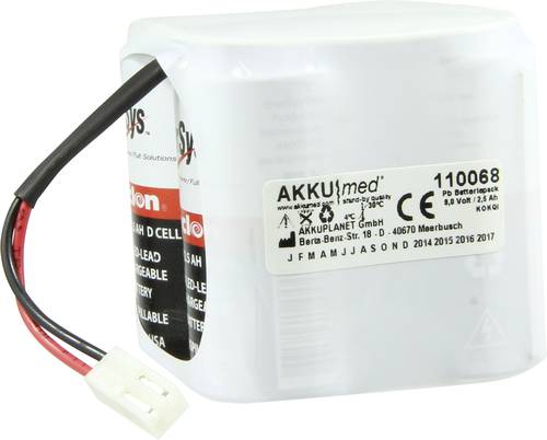 Akku Med Medizintechnik-Akku ersetzt Original-Akku (Original) Lifestat8V Physio Control 8V 2500 mAh von Akku Med