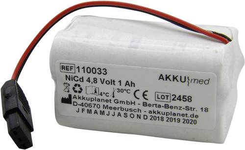 Akku Med Medizintechnik-Akku ersetzt Original-Akku (Original) Tonoport-batt Hellige 4.8V 1000 mAh von Akku Med