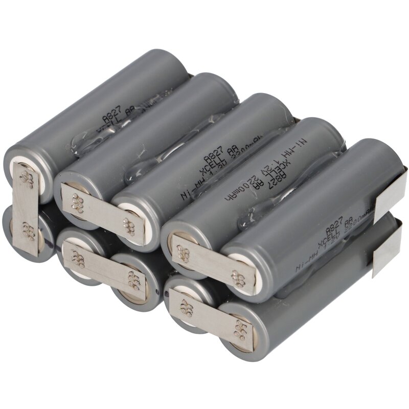 12V 2200mAh Akkupack Mignon Industrie-Akkus NiMH mit Lötfahne Modellbau von Akkuman