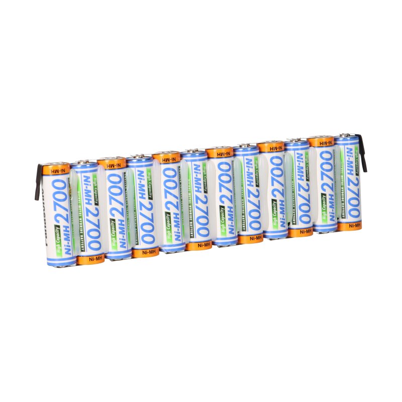 12er Reihe Panasonic Akkupack 14,4V 2700mAh F1x12 Zelle AA HR-3U LF Z-Form von Akkuman