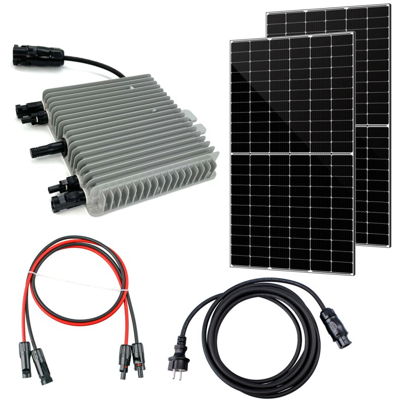 2 Solar Panele 455W+Wechselrichter 800W Balkonkraftwerk-Set von Akkuman