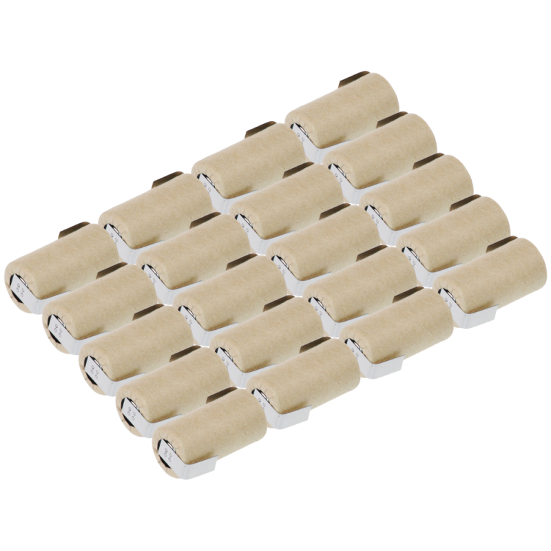 20x XCell Akku Sub-C 1,2V 2000mAh X2000SCR Ni-MH Pappmantel Hochstrom Z Lötfahne von Akkuman