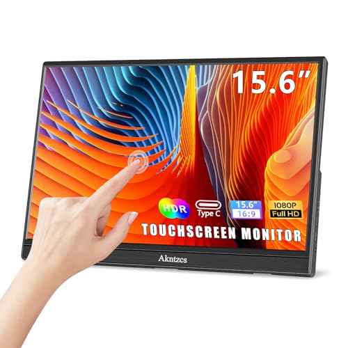 Akntzcs Portable Monitor Touchscreen - 15,6 Zoll Tragbarer Monitor Touch Screen FHD 1920x1080P HDR IPS-Bildschirm, HDMI USB-C Externer Monitor für Laptop Telefone PCs PS4 PS5 Switch Ras Pi von Akntzcs