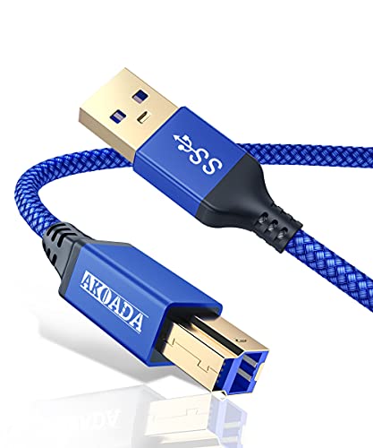 AkoaDa 3m USB 3.0 Kabel USB A-Stecker zu USB B-Stecker Datenkabel bis zu 5Gbit/s für z.B. mit Dockingstation, USB 3.0 Hub, Externen Festplatten, Drucker, Scanner, Multifunktionsdruckern usw von AkoaDa