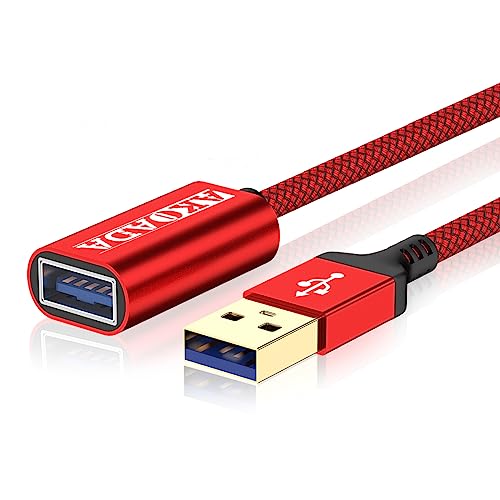 AkoaDa USB 3.0 Verlängerung Kabel 3M, USB A Stecker auf A Buchse Nylon Verlängerungskabel 5Gbps Superschnelle mit Vergoldeten Kontakte für Kartenlesegerät,Tastatur, Drucker, Scanner,Kamera usw - Rot von AkoaDa