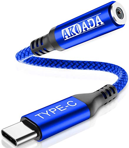 AkoaDa USB C auf 3.5mm Kopfhörer Adapter, USB C auf Klinken Headset Audio Adapter für Aux,Stereo, Headset, MacBook,Samsung S21/S20/S20 Plus/Note 10/A80,iPad Pro,Huawei P30 Pro/P20/P20 Pro usw(Blau) von AkoaDa