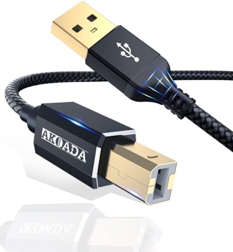 AkoaDa USB Druckerkabel 4.5M, Scanner Kabel USB A auf USB B 2.0 Drucker Kabel für HP, Canon, Dell, Epson, Lexmark, Xerox, Brother, Samsung usw(Schwarz) von AkoaDa
