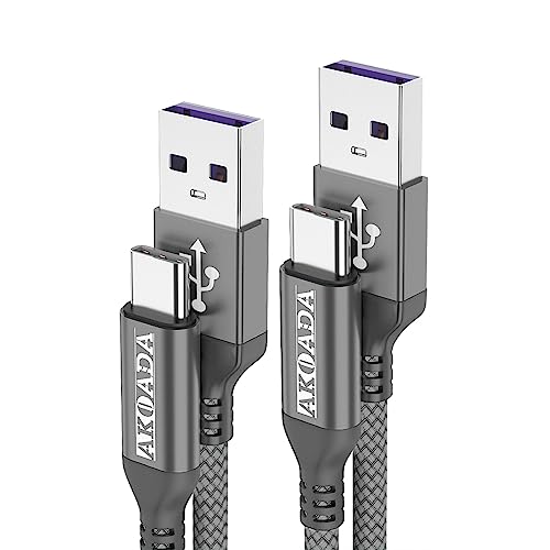 AkoaDa USB Typ C Kabel 5A, [2 Stück 1M] Schnell Ladekabel für Huawei P40 P30 P20 pro P20 Mate 40 30 20 10 pro Honor 10 V10 P10 Plus Mate 30 pro usw(Grau) von AkoaDa