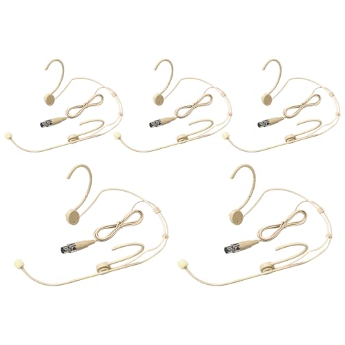 Faltbares Headset-Mikrofon, Doppel-Over-Ear-Kopfhörer, Over-Ear-Mikrofon für Shure Mini XLR 4-poliges TA4F-Stecker-Mikrofon, 1,2 m Kabel, Beige, 5 Stück Faltbares Headset-Mikrofon, Doppel-Over-Ear-Kopfhörer, Over-Ear-Mikrofon für Shure Mini XLR 4-poliges TA4F-Stecker-Mikrofon, 1,2 m Kabel, Beige, 5 Stück von Akoree