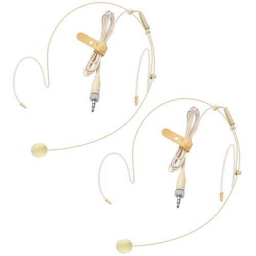Headset-Mikrofon, Doppel-Over-Ear-Kopfhörer, Over-Ear-Kopfhörer-Mikrofon für Sennheiser 3,5-mm-Buchse, Schraubstecker, Mikrofon, 1,5 m Kabel, Beige, 2 Stück Headset-Mikrofon, Doppel-Over-Ear-Kopfhörer, Over-Ear-Kopfhörer-Mikrofon für Sennheiser 3,5-mm-Buchse, Schraubstecker, Mikrofon, 1,5 m Kabel, Beige, 2 Stück von Akoree