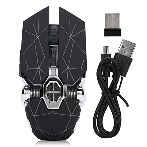 1 kabellose Gaming-Maus für Gamer, wiederaufladbares Kabelspiel X13 Mute Luminous Water-Cooled Mechanical Mouse (Black Star) Wiederaufladbare 1800 DPI Optical Silent Luminous mit Kabelempfänger von Akozon