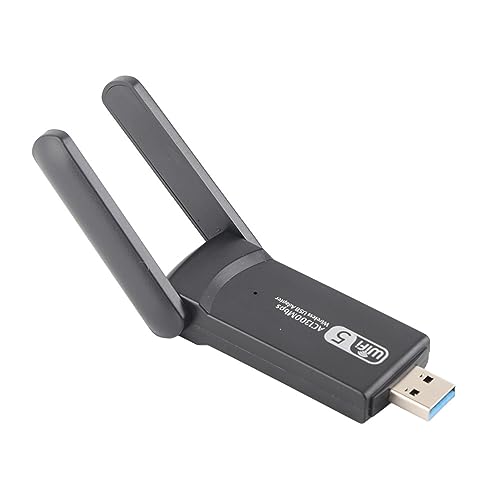 1200 Mbit/s USB 3.0 WLAN-Wireless-Netzwerkkarte, Dual-Antennen-Adapter, Kabellose Antenne für Externe 1300 Mbit/s mit Festplattengehäuse für Laprop-PC von Akozon