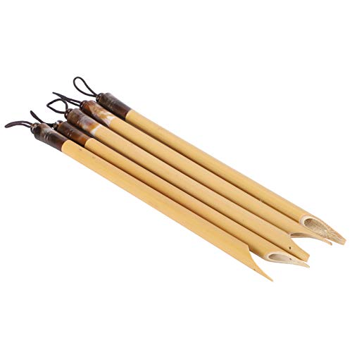 5-teiliges Dip-Pen, Handgefertigt, Manga-Kalligraphie, Vintage-Bambus, Zeichnung, Malset, Schulbedarf, Kalligraphie-Stift aus Holz (Natürliches Bambusspitzen-Set) von Akozon
