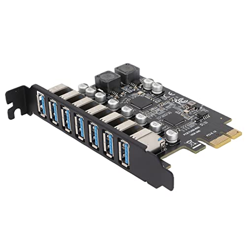 7 Port PCI-E zu USB 3.2 HUB, PCIE Erweiterungskarte USB3.2 Ports Hochgeschwindigkeitsübertragung Stabile Frontstromversorgung PCI Express Adapter 5 Gbps Externer Controller für Computer von Akozon