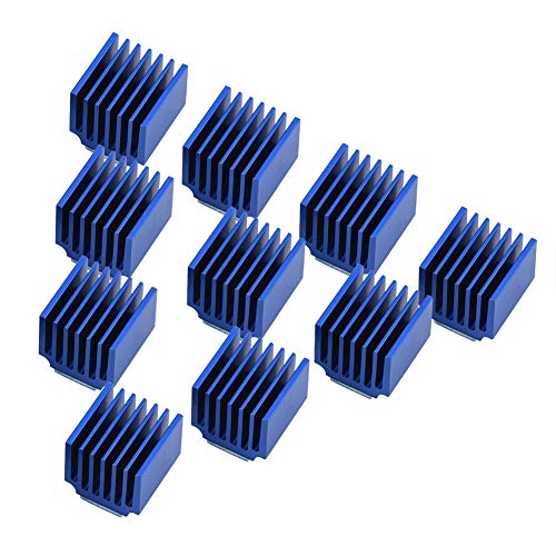 Akozon 10 Stück Wärme 10 Stück Aluminium-Schrittmotortreiber-Kühlkörper Kühlender Schrittmotortreiber-Kühlkörper mit Klebstoff für 3D-Drucker-Zubehör Flossen-Rückseitenkleber Blauer von Akozon