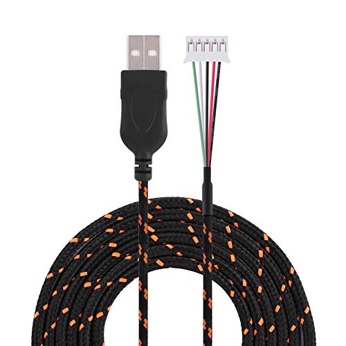 Akozon 2,2 Meter Kana-Maus-Ersatz-USB-Kabel (schwarzorange) von Akozon