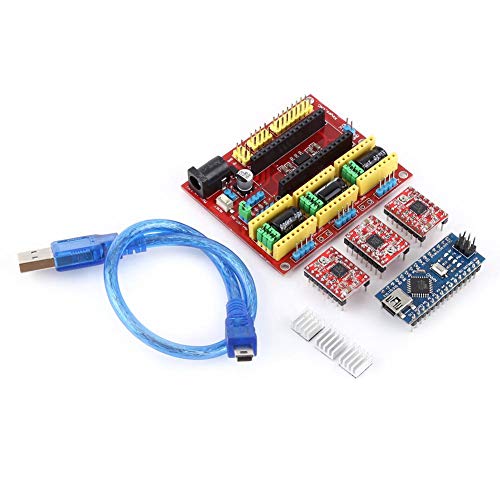 Akozon 3D Drucker Gravier Expansion Board Kit Controller CNC Schild V4 + Nano 3.0 Board + A4988 Treiber + USB Kabel for von Akozon