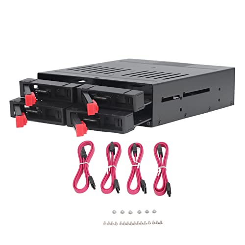 Akozon 4-Bay-HDD-Käfig-Chassis, 5,25-Zoll-Laufwerk T, 2,5-Zoll-Rack, Kompatibel mit 9,5 Mm und 12,5 Mm Dickem Bm-Festplatten, Multifunktionales Zubehör für den Heimgebrauch von Akozon