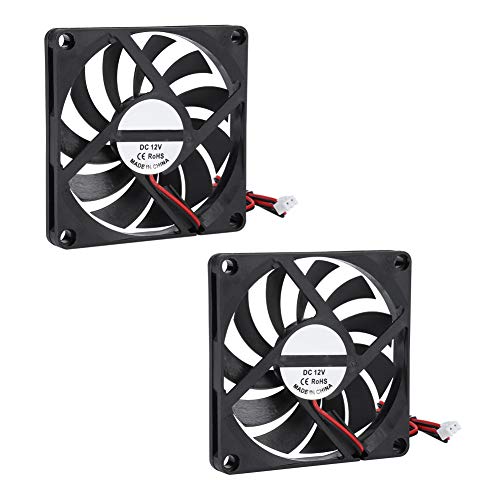 Akozon 80-mm-Lüfter, 21,46 CFM 2 STÜCKE 3D-Druckerbaugruppe 12-V-Lüfter 80 X 80 X 10 80 X 80 Lüfter 12 V 6000 U/Min 2-polig 12 Volt 8 X 8 Teil Hohe Geschwindigkeit von Akozon