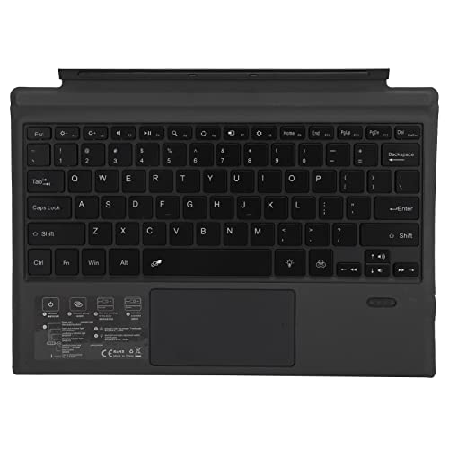 Akozon Abnehmbare Tastatur für Kabelloses Bluetooth, Tragbar, 7 Tasten, Surface Pro 7, 6, 5, 4, 3, Tastaturen, Farbige LED-Hintergrundbeleuchtung, mit Toucpad 1089 D, Schwarz, 6 Ultra von Akozon