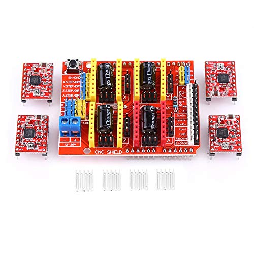 Akozon CNC Schild Expansion Board + 4 Stücke A4988 Schrittmotor Treiber Mit Kühlkörper Für Graveur 3D Drucker für Kits von Akozon