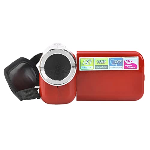 Akozon Videokamera, Tragbarer Recorder-Camcorder der Kinder, 16X HD mit TFT-LCD-Screen, Spielzeug, Billige Alte Digital-Videokamera (Rot) von Akozon