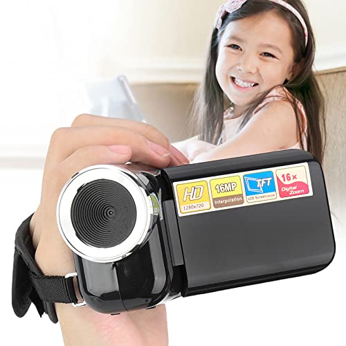 Akozon Tragbarer Recorder-Camcorder der Kinder 16X HD mit TFT-LCD-Screen, Sturzsicher, Einfach zu Bedienen, Schwarz von Akozon