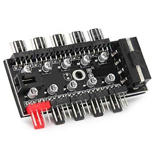 Akozon Computergehäuse-Lüfter-Hub, PWM-Steuerung, 12 V-Hub, CPU-Lüfter-Splitter-Controller, 4-Pin-Lüfter, PWM-Lüfter-Hub, 4D-Controller für 12 V, Motherboard, 3-Pin, 4-Pin-Lüfter (#1) von Akozon