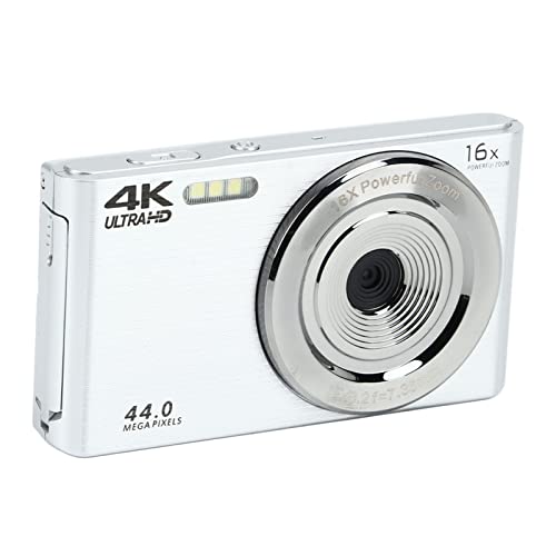 Digitale Videokamera 4K 44MP Full HD 2,8-Zoll-Bildschirm 16-Fach Digitalzoom-Kamera Stoßfester HD-Videokamera-Camcorder für die Fotografie (Silber) von Akozon