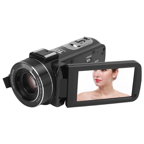 Akozon Digitaler Camcorder 4K 3MP 10-Fach Optischer Zoom 180° Drehbarer 3-Zoll-Touchscreen-Reise-Camcorder 6-Achsen-Anti-Shake-Blitzschuhanschluss Videokamera-Camcorder von Akozon