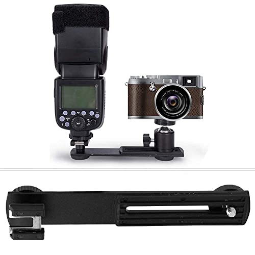 Akozon Dual Flash Bracket Verlängerung Bar, Flash Bracket Stativ Montage Kamera Licht Bracket mit 1/4 Zoll Schrauben und heißem Schuh für DSLR Kamera LED Licht Flash Licht Video Licht Stand von Akozon