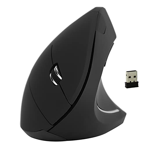 Akozon Ergonomische vertikale Maus, 2,4 GHz optisch 1600 DPI kabellos Ergonomische vertikale kabellose Gaming-Maus ohne Verzögerung für PC Laptop Schwarz 2 4 GHz 1600 DPI 6 Tasten Laptop Desktop PC von Akozon