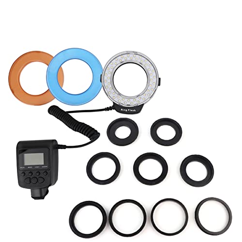 Akozon Fotografie-Blitzlicht, Tragbares 48-LED-Ring-Blitzlicht-Objektiv-Adapter-Ring-Kit für Nikon für Fuji-Spiegelreflexkamera-Studio-Blitzlicht von Akozon