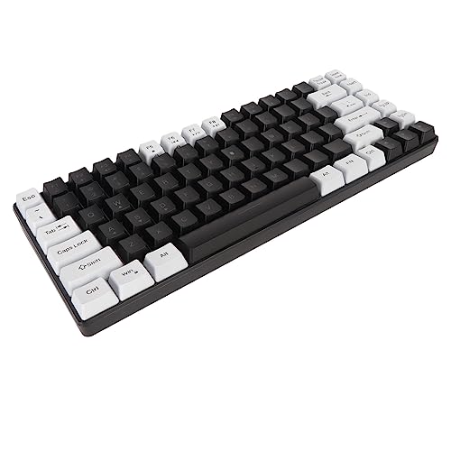 Akozon Gaming-Tastatur Typ C, 84 Tasten, RGB-Hintergrundbeleuchtung, Ergonomisch Gebogen, Leise, Kabelgebundene Tastatur für Familienbüro-Bearbeitung, Weiß (Black) von Akozon