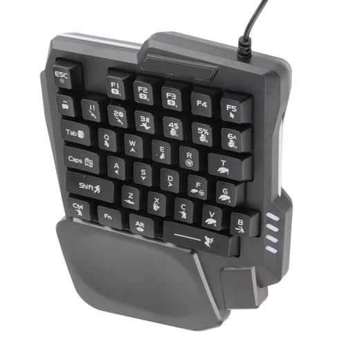 Akozon K13 One Handed Gaming -Tastatur, 35 Tasten Mechanisch wasserdichte Tastatur mit Breiter Palmenruhe und DREI Farb -Hintergrundbeleuchtung für Computer- und Mobilfunkspiele - Schwarz von Akozon