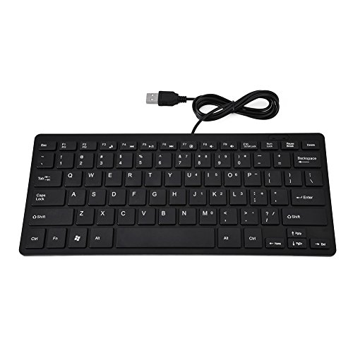 Akozon Kabelgebundene Tastatur 78 Tasten, ultradünner -USB für Design Computer Desktop Laptop PC (Schwarz) Arc Angle Gaming (Schwarz) von Akozon