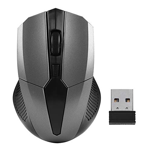 Akozon Kabellose Optische Maus für Computer, Laptop, Laptop, 800 1600 DPI, 6-Tasten-Gaming-Maus mit USB-Empfänger, Unterstützt 2000, XP, Vista, 7 und Mac-Laufgeräte (Grey) von Akozon