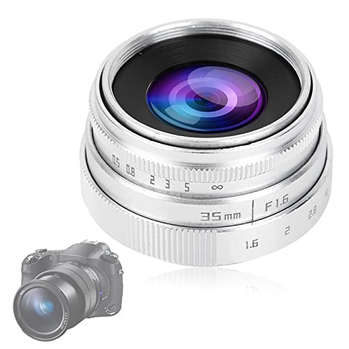 Akozon Kameraobjektiv, große Blende 35 mm F1.6 CCTV C-Mount 35 mm F1.6-16 für NEX M4 3 FX (Silber) große Blende M 4 manuelles Einzelbild Aps-c (Silber) von Akozon