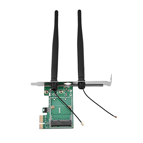 Akozon Kartenadapter, PCI-E-zu-Karte mit 2 -PCI-E-zu-Zwei-Antennen für Wireless-PCI-Express, halbe Größe – Konvertieren von Kabel in Standard-Kartensteckplatz von Akozon