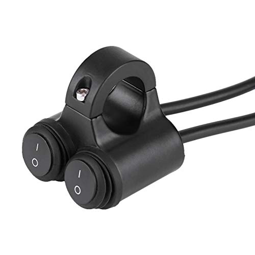 Akozon Lenkerschalter, Motorrad Lenkerschalter, 22mm Universal, Schwarz, Druckknopf, EIN-AUS von Akozon