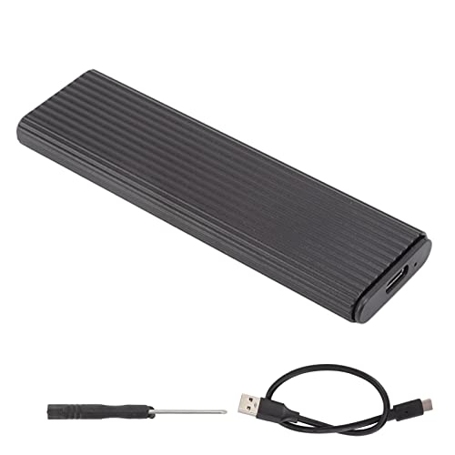 Akozon M.2 SATA SSD-Gehäuseadapter, PC-Solid-State-Laufwerk mit LED-Anzeigen für Größe 2242 2260 2280. (schwarz) M.2 NVME USB C 3.1 Mobiles Externes Aluminiumgehäuse 2280 von Akozon
