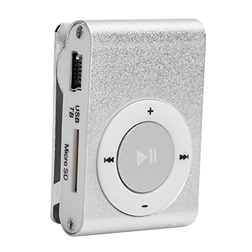 Akozon MP3 Player, Portable MP3 Player Belt Clip Tragbarer Digitaler Musik-Media-Player Mini MP3 BackClip-Player mit Kopfhörer und USB-Kabel (Silber) von Akozon
