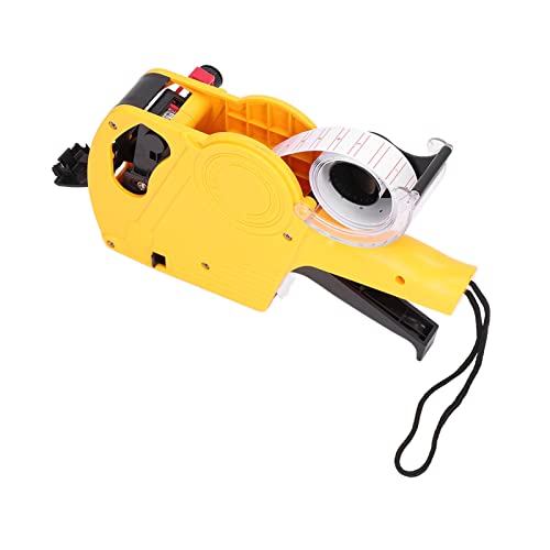 Akozon Manuelle Etikettiermaschine, Tragbare Preisauszeichnungsmaschine mit Kartusche, 8-stelliges Etikett mit Etikettenmaschine (Yellow) von Akozon