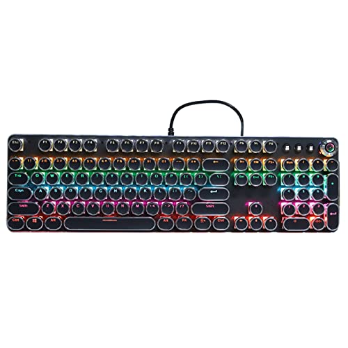 Akozon Mechanische Gaming-Tastatur in Voller Größe, 104 Tasten, Galvanisierte Tastaturen Im Retro-Stil mit Beleuchtungseffekt, Hintergrundbeleuchtung, Kabelgebundenes USB für PC, Gamer, von Akozon